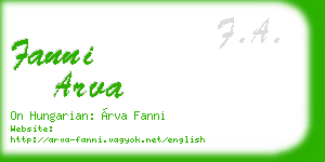 fanni arva business card